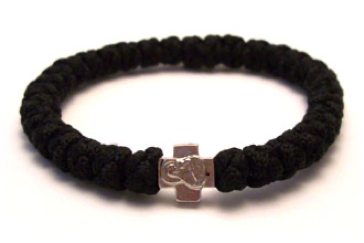 Komboskini negro — cuerda de oración ortodoxa con 33 nudos